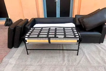 Black leather IKEA vimle three Seater sofa bed