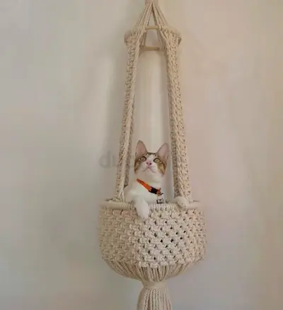 Macrame cat hammock