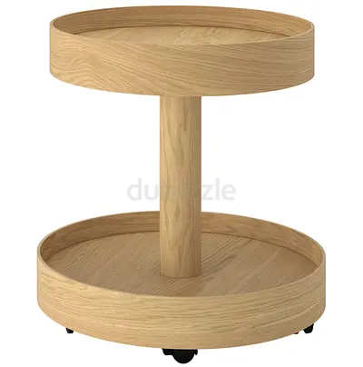 IKEA STOCKHOLM 2025 Oak Side Table on Wheels – Excellent Condition