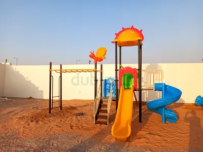 Outdoor kids playground set with slides and climbing frame