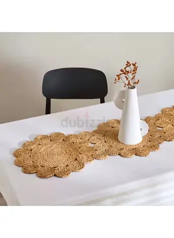 Grain Jute Scallop Table Runner 40 × 120 cm – Beige / Natural