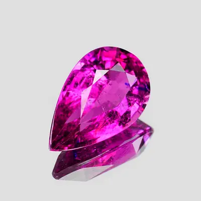 Rubellite Tourmaline 7.23 ct Pear, Pinkish Purple, ICA Report
