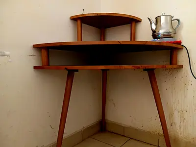 Wooden Corner Table / Corner Shelf Unit - 70x70x100 cm