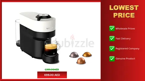 Nespresso Vertuo Pop Coffee Machine by Nespresso - Coconut White Design, Smart Brewing Technology