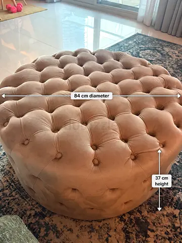 Round Velvet Ottoman Footstool