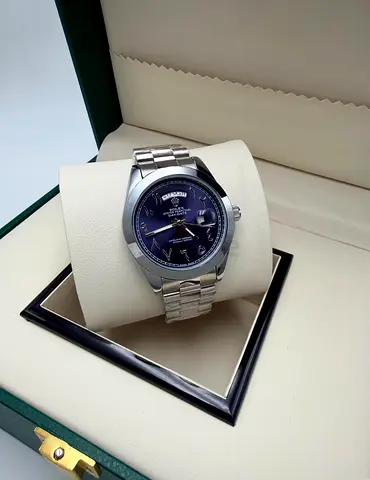 Stainless Steel Men's Rolex Oyster Perpetual Day-Date Style Watch