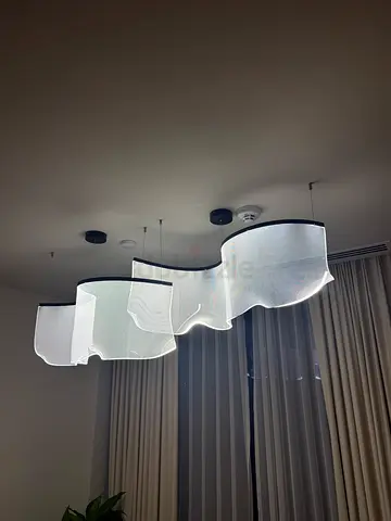 Modern Wavy Fabric Ceiling Light - 3 Panel Pendant