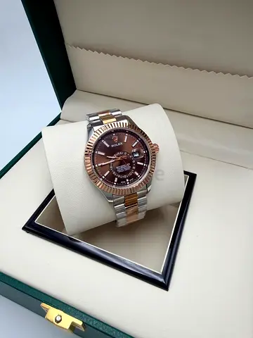 Rolex-style Two-Tone Men's Watch with Brown Dial (Automatic)