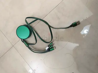 Multi-head USB Charging Cable with Retractable Reel (Green) - Light Use