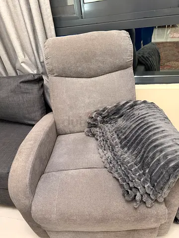 2 Grey fabric recliner chair in good condition
