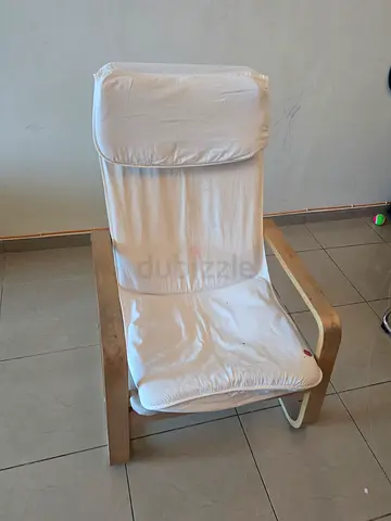 IKEA Poäng armchair with white slipcover - good used condition