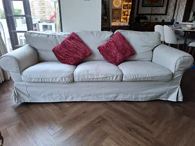 Beige 3+2-Seater Slipcovered IKEA Sofa setin excellent Condition