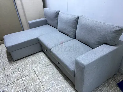 Light grey 3-seater L-shaped sofa bed with chaise - good condition