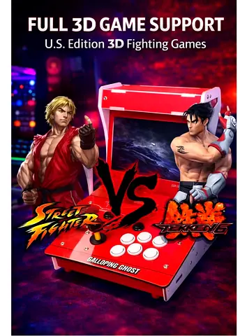 Portable Mini Arcade Machine - 3D Fighting Games (Street Fighter vs Tekken) - Red