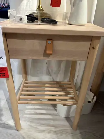 Light wood bedside table with drawer and shelf - good condition