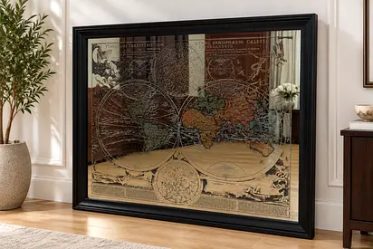 Large Vintage World Map Mirror Wall Art