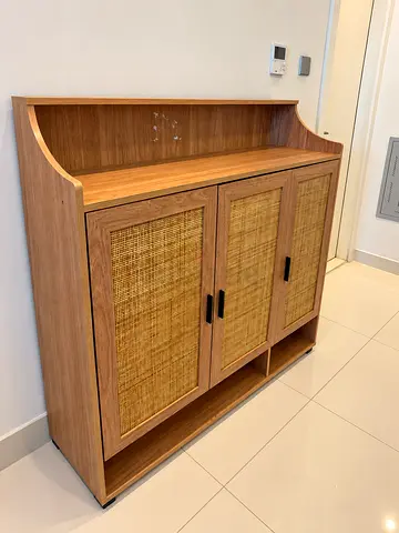 Modern Wooden Shoe Cabinet – 3 Doors | 2 Available
