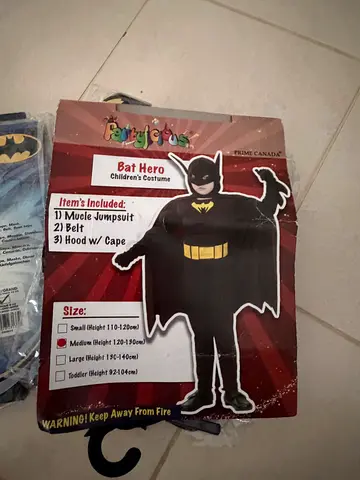 Bat hero costume for a boy age 6-9