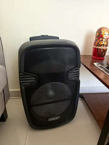 Portable Bluetooth Party Speaker with Built-in Handle and Wheels (Good Condition)