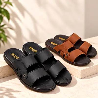 Aerosoft Men’s Slip-On Slippers | Black & Brown | Sizes 39–44