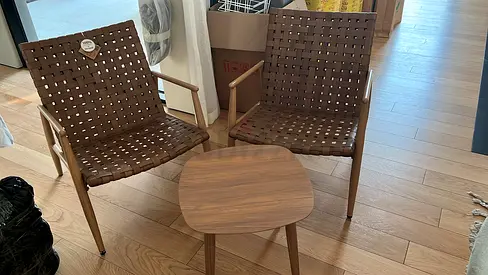 Woven Lounge Chairs with Table