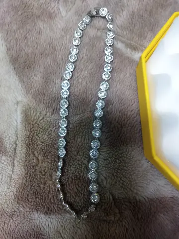Silver-tone round stone bracelet/necklace - single strand tennis style