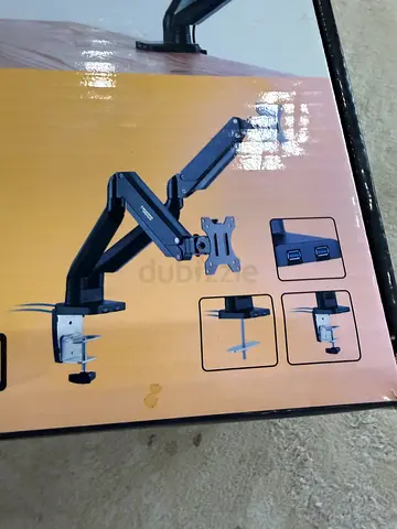 Adjustable Dual-Arm Desk Monitor Mount Clamp - VESA Desk Riser