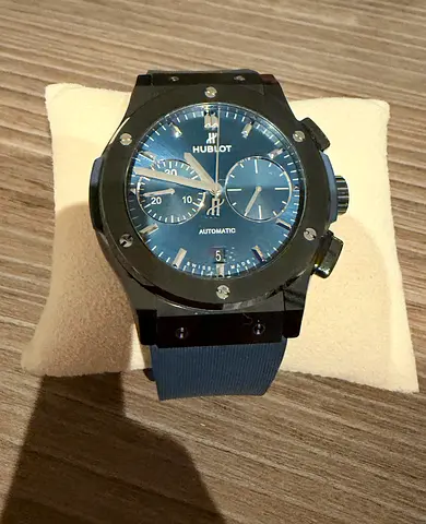 Hublot Automatic Men's Chronograph Watch - Blue Dial and Ceramic