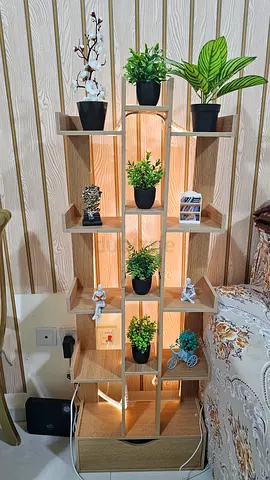 Wooden Multi-tier Display Shelf with Drawer