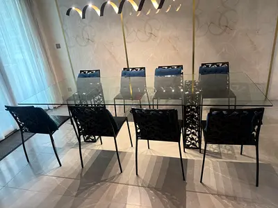 Natuzzi Luxury 8-Seater Glass Dining Set