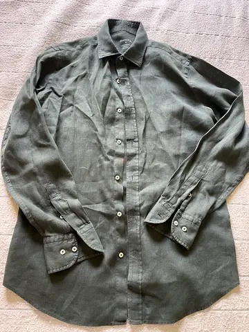 Men's long-sleeve button-up shirt - green, used