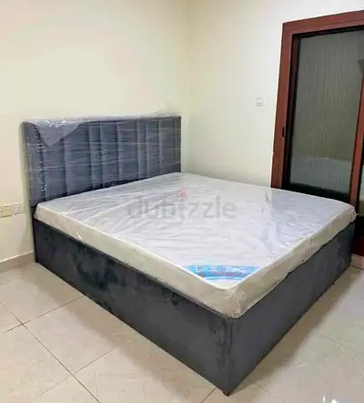 Brand new King size upholstered bed with Mattress and headboard - grey,