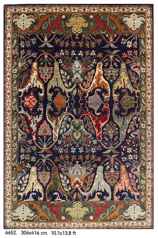 306 x 416 cm | Kawros Blue Design Hand Knotted Wool Afghan Carpet