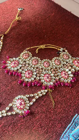 Bridal Kundan Necklace Set with Earrings and Tikka - Full Bridal Jewellery