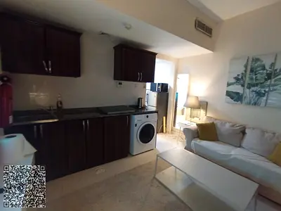 A furnished studio—clean and move-in ready—is available in the Al Hamidiya area of ​​Ajman. The unit is equipped with central air conditioning and in