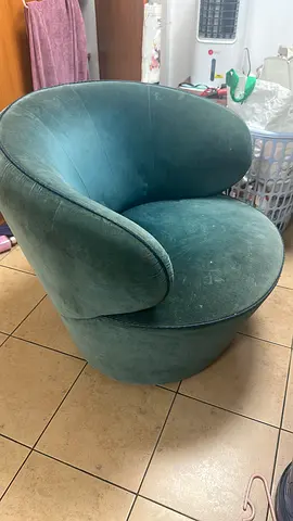 2 qty of Green Curved Accent Lounge Chair - Good Used Condition