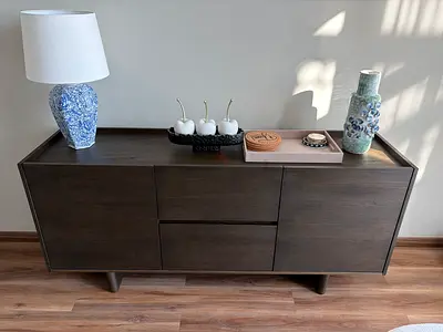 Home Centre Stanton Buffet Sideboard – Smoked Walnut, 180 cm, 2 Doors 2 Drawers