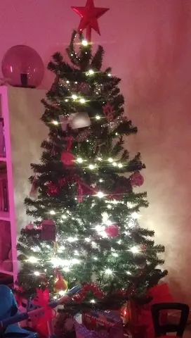 Christmas tree + lights + decorations