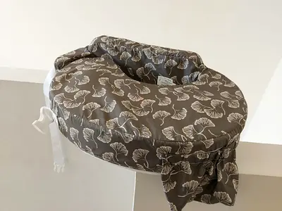 My Brest Friend Original Breastfeeding Pillow - Grey & White Flowing Fans 90 AED