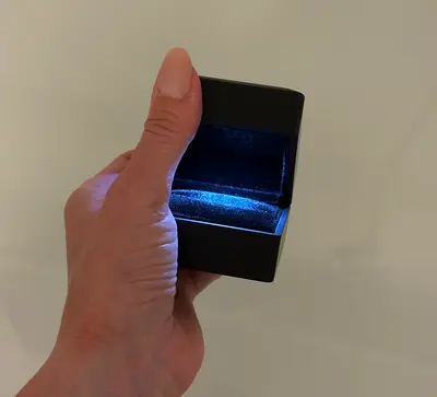 Small black LED jewelry ring box - lighted presentation box
