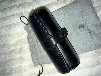 Brunello Cucinelli Black Leather Travel Watch Roll/Case