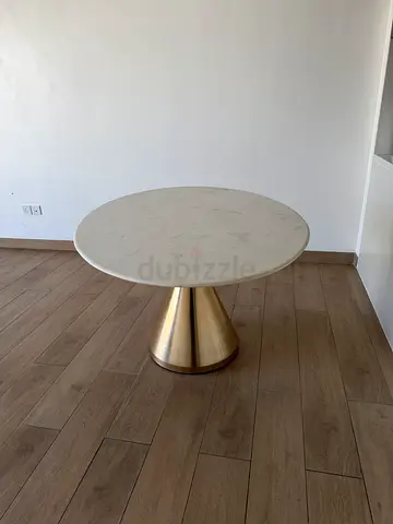 West Elm Oval Marble Dining Table – Brass Base