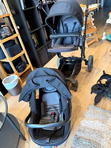 Used travel system stroller with infant car seat - black