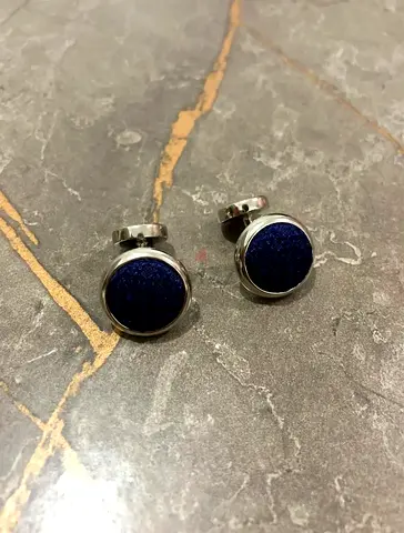 Cufflinks with Blue Fabric - Pink Brand