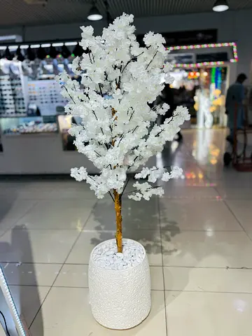 White Artificial Blossom Tree in Decorative Pot