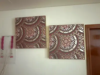Set of 2 Decorative Wall Panels with Floral Mandala Pattern