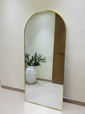 Large Arched Full-Length Wall Mirror with Gold Frame