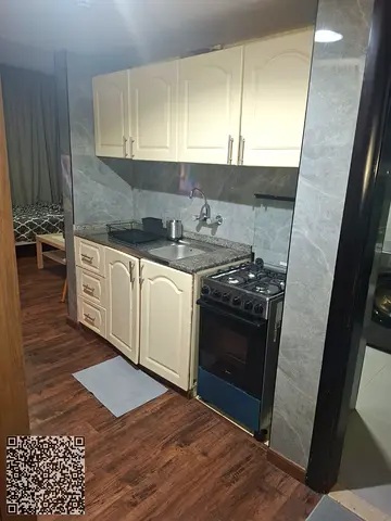 A fully furnished studio is available for rent on the Ajman Corniche. It is a "second-occupancy" unit—an ideal choice for those seeking a move-in-read