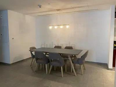 Modern 6-Seater Dining Table with Upholstered Chairs - Gray/Beige