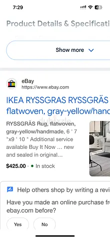 IKEA RYSSGRAS (RYSSGRÄS) flatwoven rug - gray-yellow, 6'7" x 9'10" (approx.)